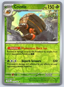 Crustle 012/182 Rare Destined Rivals Pokemon Reverse Holo NM - Image 1