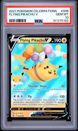 2021 POKEMON CELEBRATIONS #006 FLYING PIKACHU V PSA 10 - Image 1