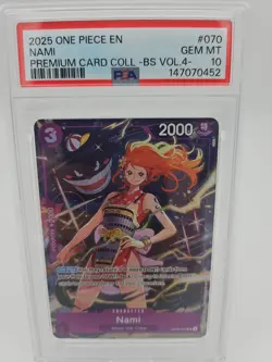 2025 ONE PIECE PREMIUM CARD COLLECTION BEST SELECTION VOL.4 070 NAMI PSA 10 - Image 1