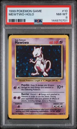 Mewtwo Holo 10/102 Game Pokemon PSA 8 - Image 1