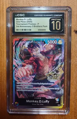 2025 One Piece ENG Monkey D. Luffy Tournament Promo 3rd Anniversary Stamp CGC 10 - Image 1