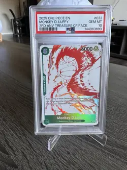 2025 One Piece Monkey D Luffy OP07-033 Foil Uncommon Namco Promo PSA 10 English - Image 1