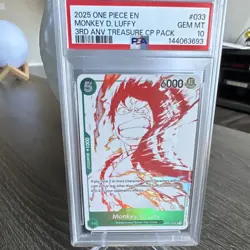 2025 One Piece Monkey D Luffy OP07-033 Foil Uncommon Namco Promo PSA 10 English - Image 2