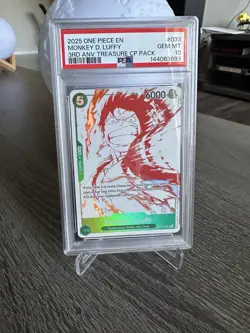 2025 One Piece Monkey D Luffy OP07-033 Foil Uncommon Namco Promo PSA 10 English - Image 4