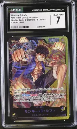 CGC 7 Monkey D Luffy ST13-003 One Piece Card Leader Foil 2023 Japanese - Image 1