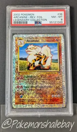 Arcanine 36/110 - Legendary Collection *PSA 8 - NM-MT* Reverse Holo Pokemon Card - Image 1