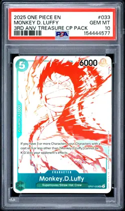 2025 One Piece 3RD Anniversary Treasure Campaign Pack Monkey D. Luffy PSA 10 - Image 1