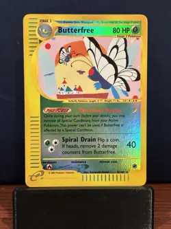 Pokemon Expedition Butterfree Reverse Holo Rare E-Reader 2002 - Image 1