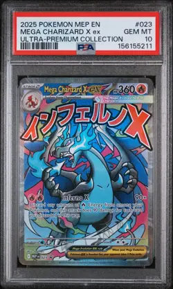 2025 POKEMON MEP EN-ME BLACK STAR PROMO #023 MEGA CHARIZARD X EX UPC PSA 10 - Image 1