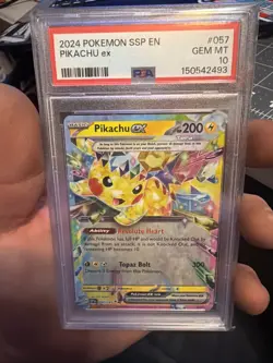 2024 Pokemon Surging Sparks Pikachu ex 057/191 PSA 10 GEM MINT SSP EN DR - Image 1