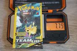 7.79g Pokemon TCG Team Up Mini Booster Pack 3 Card Reshiram Pikachu Art Sealed - Image 1