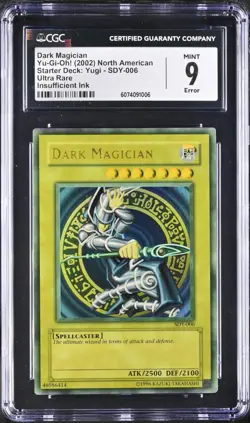 Yugioh CGC 9 MISPRINT Dark Magician SDY-006 HEAVY FADED ERROR Ultra Rare Unlim - Image 1