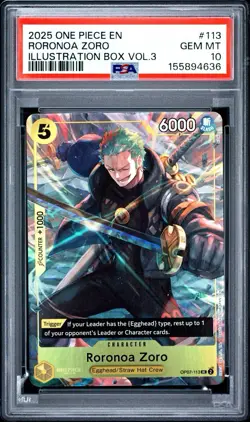 Roronoa Zoro (Illustration Box Vol.3) OP07-113 One Piece Promotion Cards PSA 10 - Image 1