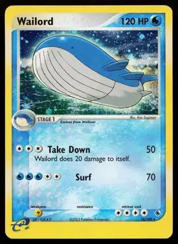 Wailord 14/109 Holo Rare Ruby & Sapphire Pokemon Card - Image 1