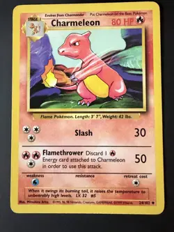 Charmeleon Pokemon Uncommon Card - Base Set - 24/102 - 1999 - Image 1