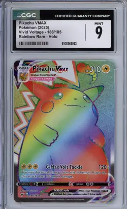 PIKACHU VMAX 2020 POKEMON VIVID VOLTAGE-188/185 RAINBOW RARE HOLO MINT 9 - Image 1