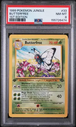 1999 Pokemon Jungle Butterfree 1st Edition PSA 8 NM-MT #33 - Image 1