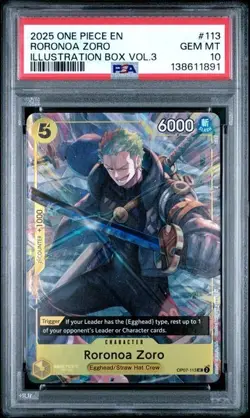 RORONOA ZORO 113 One Piece Promos Illustration Box Vol. 3 PSA 10 GEM *gb - Image 1