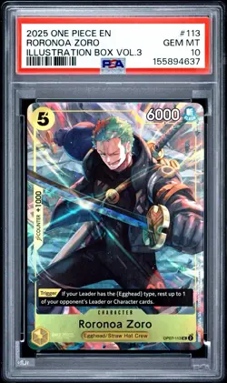 Roronoa Zoro (Illustration Box Vol.3) OP07-113 One Piece Promotion Cards PSA 10 - Image 1