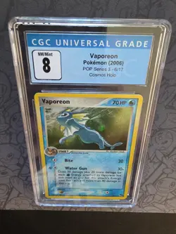 Pokemon: Vaporeon #6/17 Pop Series 3 Cosmos Holo Rare 2006 Vintage - CGC 8 - Image 4