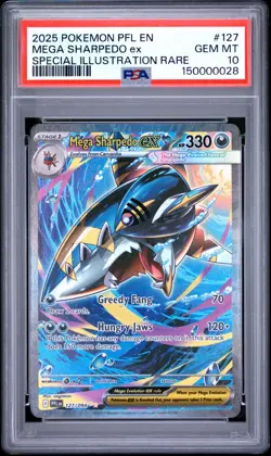 Pokemon Mega Sharpedo Ex Phantasmal Flames Special Illustration Rare #127 PSA 10 - Image 1
