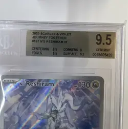 2025 POKEMON JTG EN-JOURNEY TOGETHER ILLUSTRATION RARE #167 N'S RESHIRAM BGS 9.5 - Image 3
