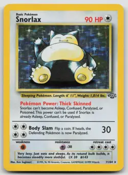 Snorlax 11/64 Jungle Pokemon Unlimited Holo MP Rare - Image 1
