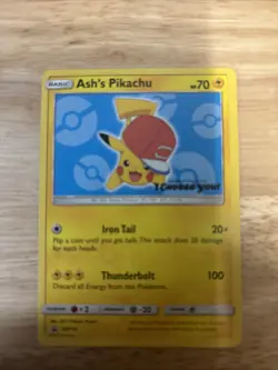 Pokemon TCG Ash's Pikachu SM114 Black Star Promo 2017 Nm - Image 1