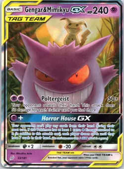 Gengar & Mimikyu GX 53/181 Holo GX Rare Team Up Pokemon Lightly Played - Image 1
