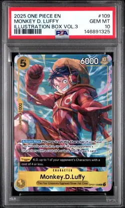 2025 ONE PIECE Illustration Box Vol 3 Eng #109 MONKEY D. LUFFY PSA 10 OP07-109 - Image 1