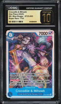 CGC 10 Pristine Crocodile & Mihawk ST25-003 SR Foil One Piece Card - Image 1