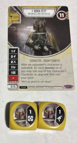 Star Wars Destiny - Boba Fett - Covert Missions #38 - w/ 2 Dice and 1 Card - Image 1