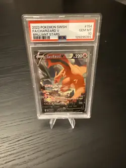 Pokemon TCG Swsh09 Brilliant Stars Charizard V Alt Full Art Card 154/172 PSA 10 - Image 1