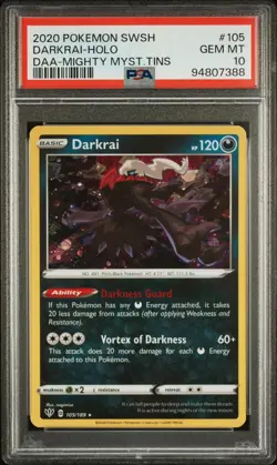 Pokemon Mighty Mystery Tins Cosmos Holo Darkrai 105/189 PSA 10 GEM MINT POP 17 - Image 1