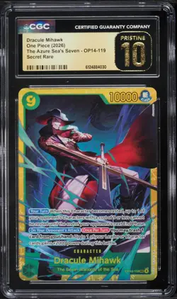 CGC 10 Pristine ENGLISH One Piece Dracule Mihawk OP14-119 SEC AZURE SEA'S SEVEN - Image 1