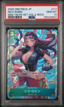 2025 One Piece Japanese NICO ROBIN #111 PSA 10 Mini-Tin Pack Set Vol.2-Bisai - Image 1