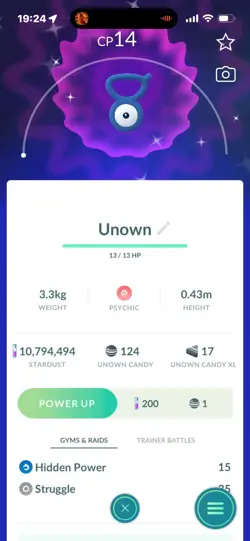 Pokemon Go Shiny Unown V - Image 1