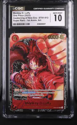 One Piece Monkey D. Luffy Alt Art OP05-012 Awakening New Era CGC 10 - Image 1