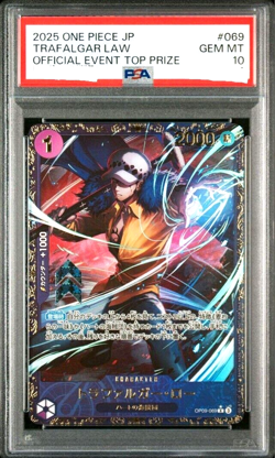 PSA 10 One Piece Card Trafalgar Law OP09-069 R Flagship Battle Promo Japanese - Image 1