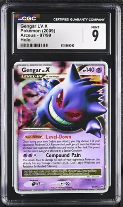 CGC 9 MINT Gengar LV.X 97/99 Arceus Holo Pokemon Card - Image 1
