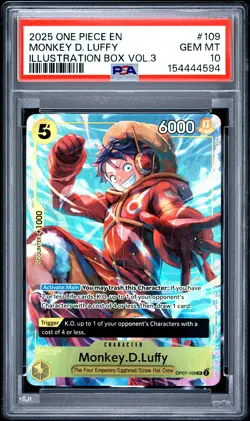 2025 One Piece Promos Monkey D. Luffy #109 Illustration Box Vol.3 PSA 10 - Image 1
