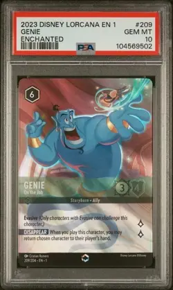 PSA 10 - Double Sword Error - Disney Lorcana Genie On The Job Enchanted - Image 1