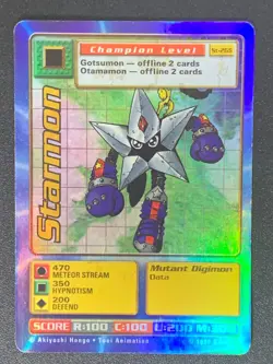 Digimon Starmon St-26S Holo Foil Bandai Digimon Card 1999 English Vintage Rare - Image 1