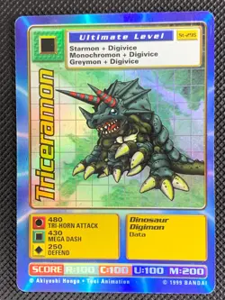 Triceramon St-29S Holo Digimon Card Bandai 1999 Foil [2] - Image 1