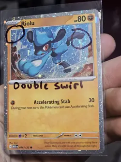 DOUBLE SWIRL 🌀 Riolu 076/132 Cosmos Holo Mega Evolution Pokemon Card NM/LP - Image 1