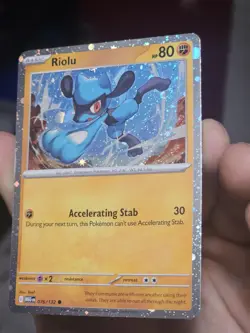 DOUBLE SWIRL 🌀 Riolu 076/132 Cosmos Holo Mega Evolution Pokemon Card NM/LP - Image 2