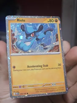 DOUBLE SWIRL 🌀 Riolu 076/132 Cosmos Holo Mega Evolution Pokemon Card NM/LP - Image 3
