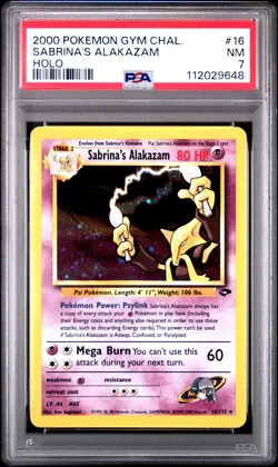 Sabrina's Alakazam Pokemon Gym Challenge 16 Holo PSA 7 - Image 1