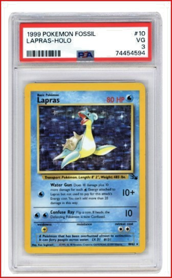 1999 Pokemon Fossil Lapras- Holo PSA 3 - Image 1