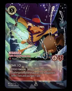 NEVER PLAYED Lorcana Winterspell Negaduck Enchanted Card 232/204 Public Enemy - Image 1